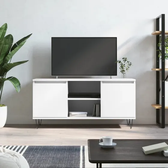 vidaXL TV-bord 104x35x50 cm konstrueret træ, hvid