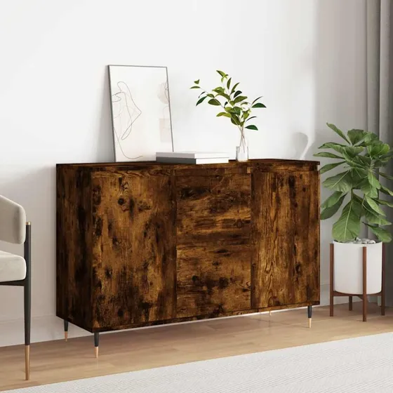 vidaXL skænk 101,5x35x70 cm konstrueret træ røget egetræsfarve