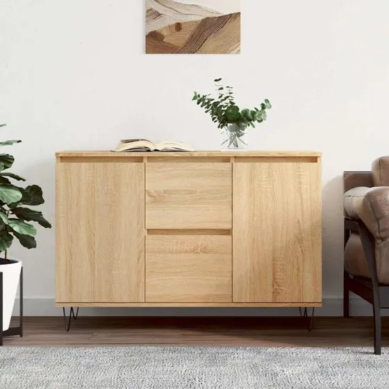 vidaXL skænk 101,5x35x70 cm konstrueret træ, sonoma-eg