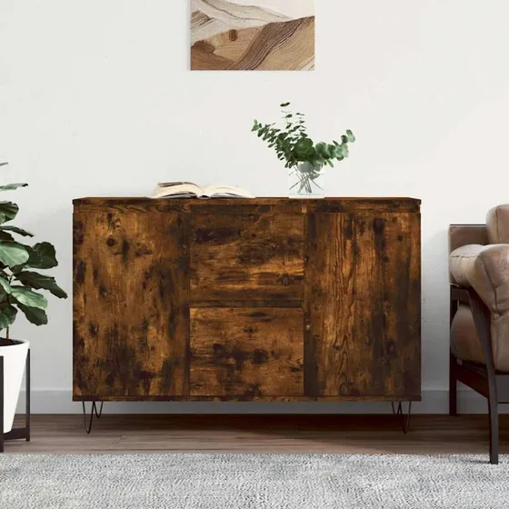 vidaXL skænk 101,5x35x70 cm konstrueret træ - røget egetræsfarve