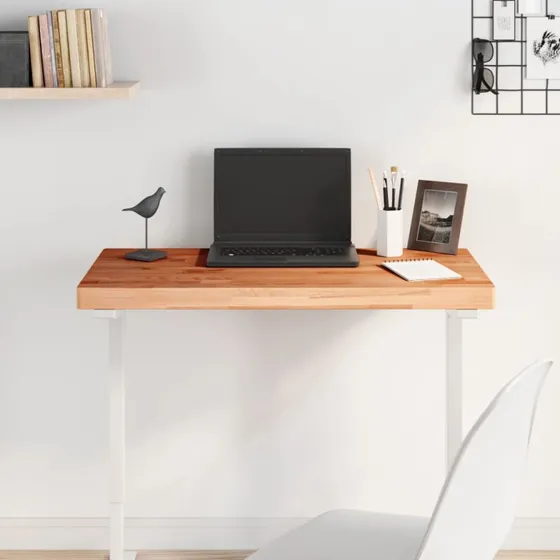 vidaXL bordplade rektangulær massivt bøgetræ 80x40x4 cm