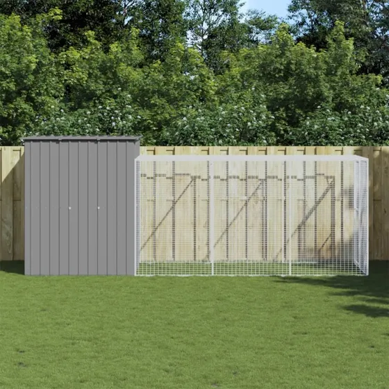 vidaXL hnsehus med lbegrd 165x455x181 cm galvaniseret stl lysegr