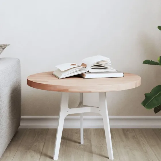 vidaXL rund bordplade Ø50x2,5 cm massivt bøgetræ