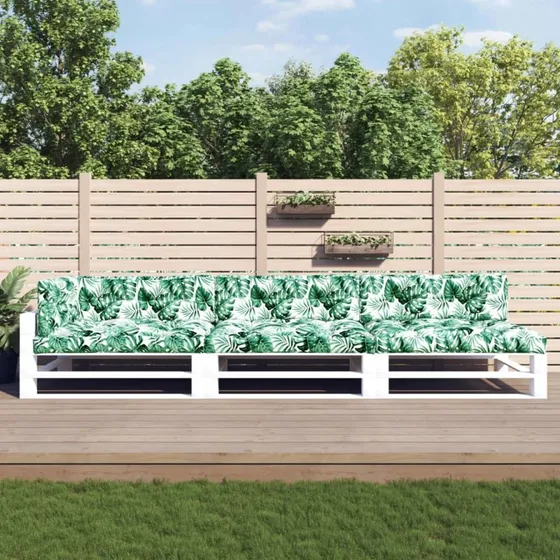 vidaXL pallehynder 7 stk. i stof med bladmønster