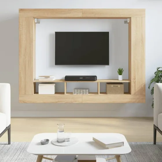 vidaXL TV-møbel 152x22x113 cm konstrueret træ, sonoma-eg