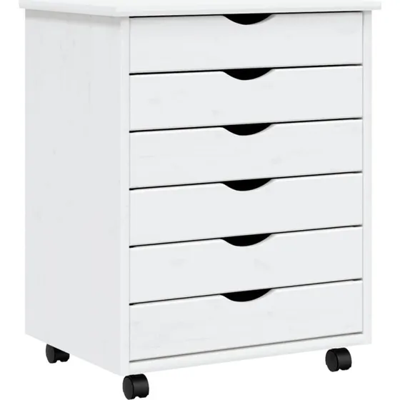 vidaXL MOSS skuffeskab, massivt fyrretr hvid