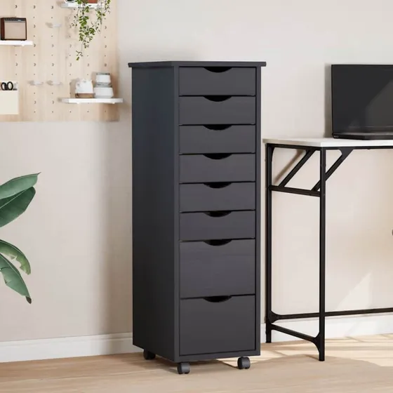 vidaXL skuffeskab MOSS massivt fyrretr, gr 34x39x103 cm