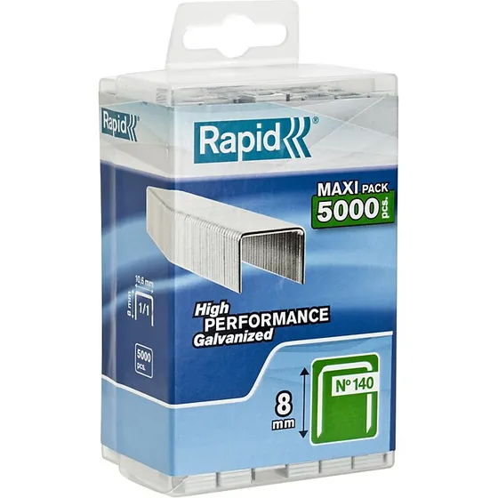 Rapid 140-8 mm bredtråd hæfteklammer 5M (galvaniseret)