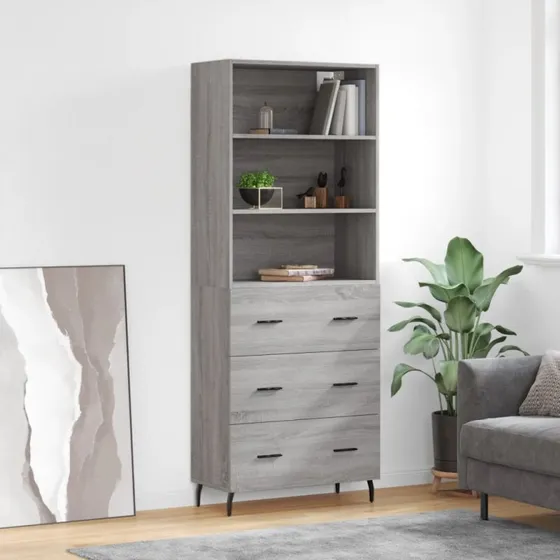 vidaXL Hjskab 69,5x34x180 cm  Gr Sonoma-eg