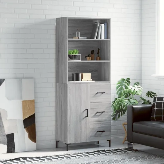 vidaXL højskab 69,5x34x180 cm grå Sonoma-eg