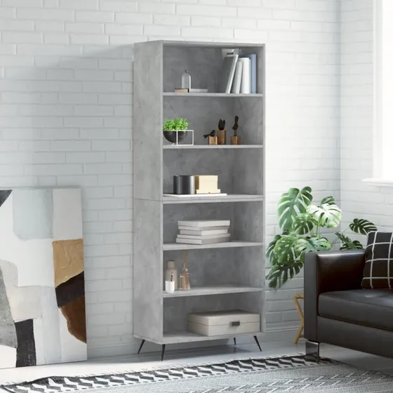 vidaXL reol 69,5x32,5x180 cm konstrueret træ, betongrå