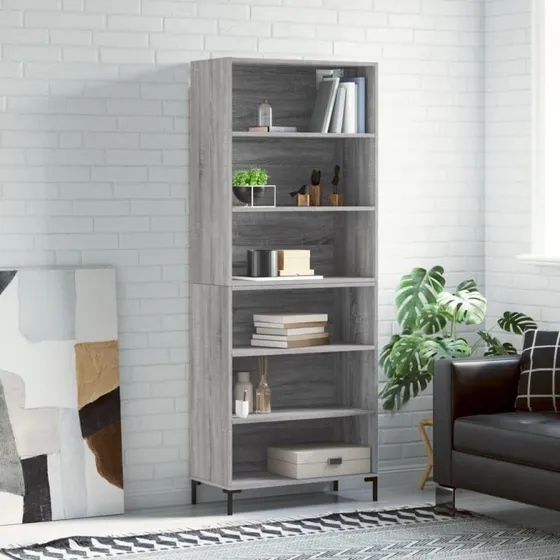 vidaXL reol 69,5x32,5x180 cm konstrueret træ, grå Sonoma-eg