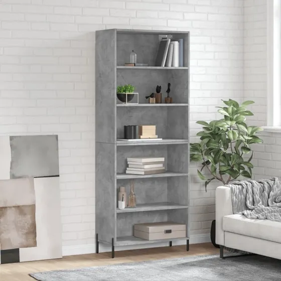 vidaXL højskab 69,5x32,5x180 cm konstrueret træ - betongrå