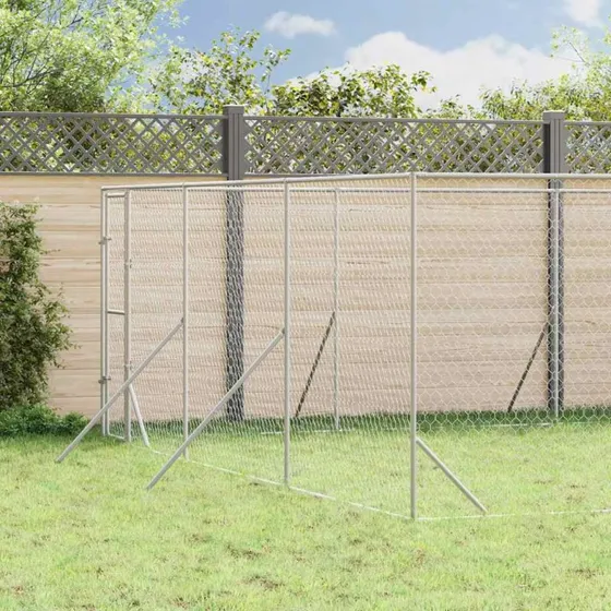 vidaXL udendrs hundegrd 6x10x2 m galvaniseret stl, slv