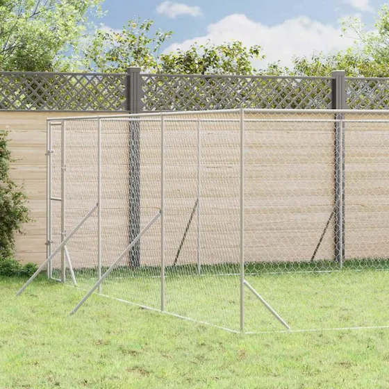 vidaXL udendrs hundegrd 6x14x2 m galvaniseret stl, slv