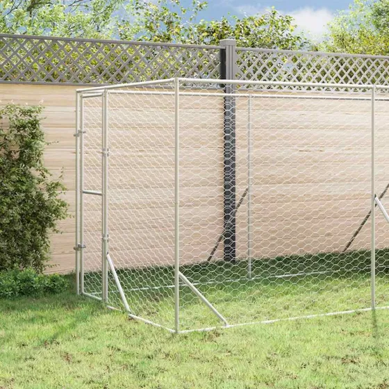 vidaXL udendrs hundegrd med tag 2x6x2,5 m galvaniseret stl