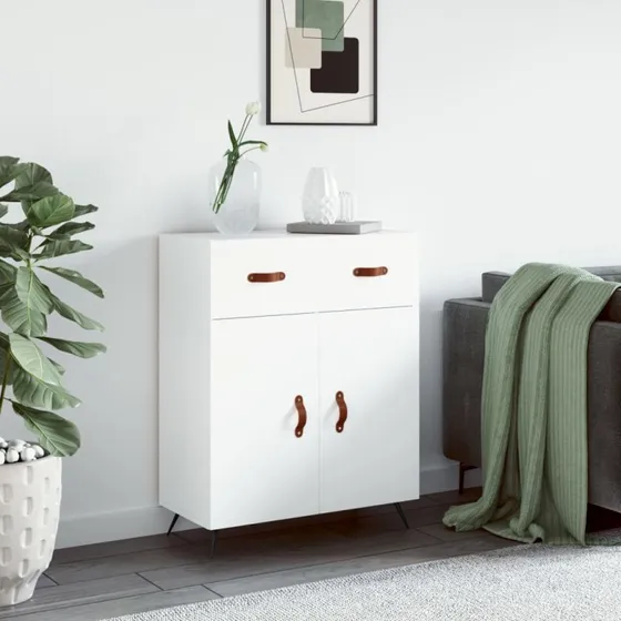 vidaXL Skænk 69,5x34x90 cm i hvidt konstrueret træ