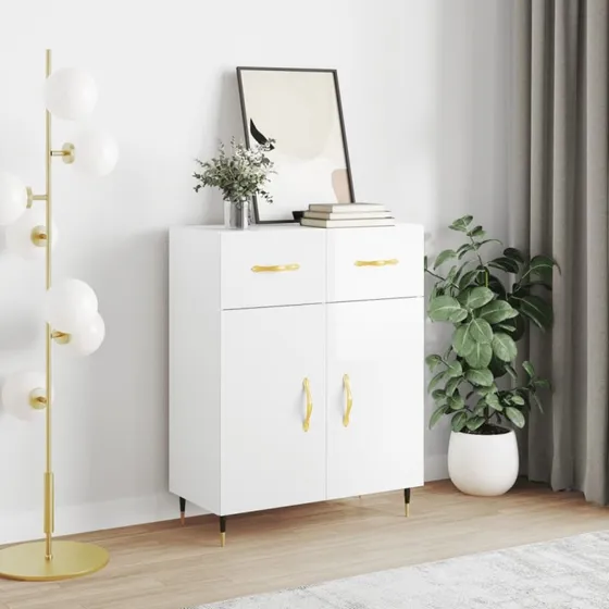vidaXL skænk 69,5x34x90 cm hvid højglans