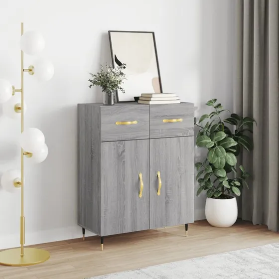 vidaXL skænk 69,5x34x90 cm, konstrueret træ, grå Sonoma-eg