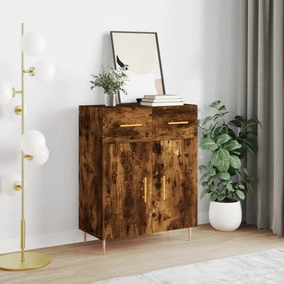 vidaXL skænk i konstrueret træ 69,5x34x90 cm, røget eg