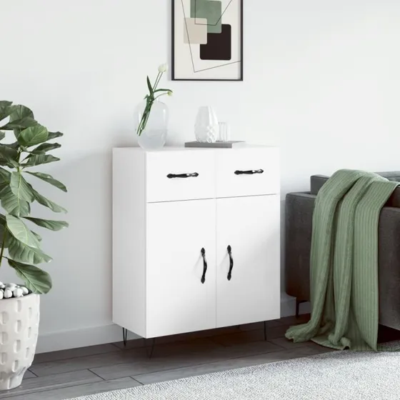 vidaXL skænk 69,5x34x90 cm hvid højglans med metalben