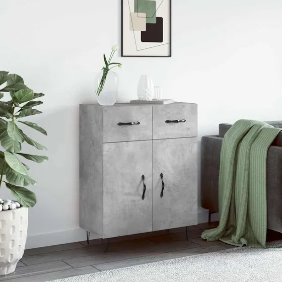 vidaXL skænk 69,5×34×90 cm konstrueret træ, betongrå
