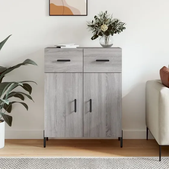 vidaXL skænk 69,5x34x90 cm konstrueret træ, grå Sonoma-eg