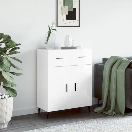 vidaXL skænk 69,5x34x90 cm hvid højglans