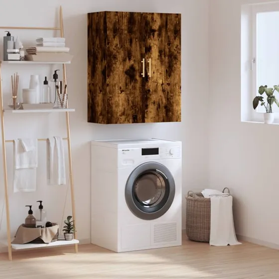 vidaXL væghængt skab 69,5x34x90 cm konstrueret træ, røget sonoma-eg