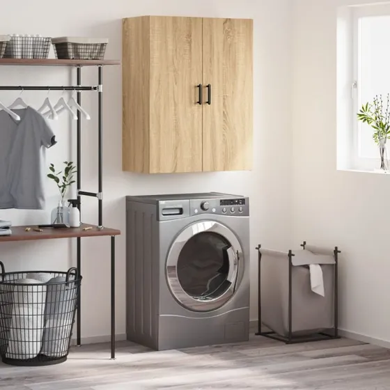 vidaXL væghængt skab 69,5x34x90 cm konstrueret træ sonoma-eg