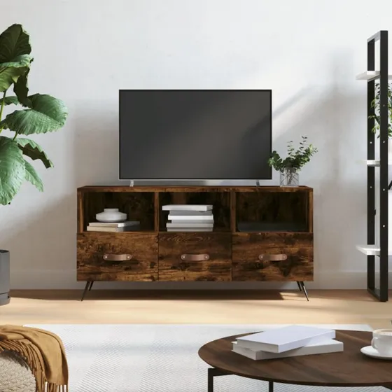 vidaXL TV-bord 102x36x50 cm konstrueret træ, røget eg