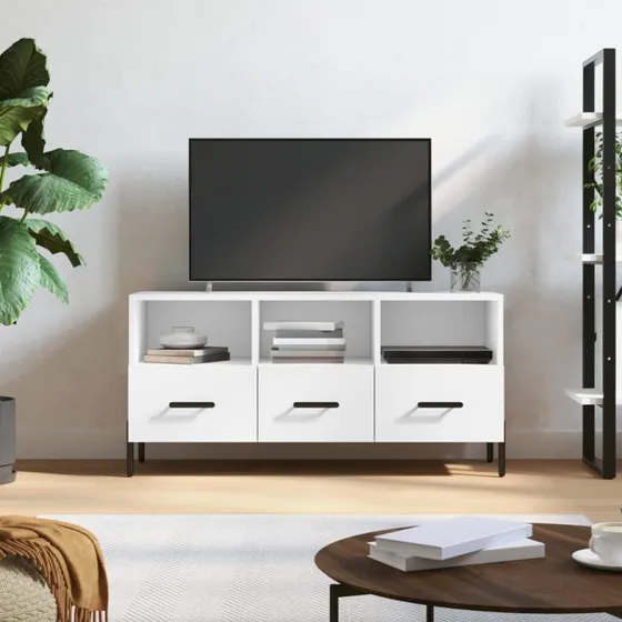 vidaXL TV-bord 102x36x50 cm konstrueret træ, hvid