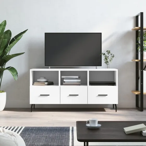 vidaXL TV-bord 102x36x50 cm konstrueret træ, hvid