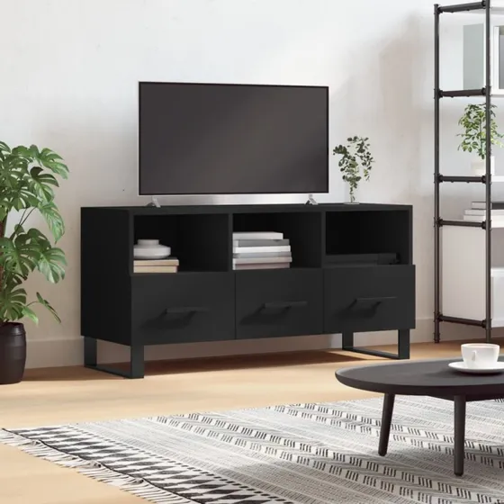 vidaXL TV-bord 102x36x50 cm konstrueret træ, sort