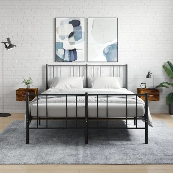 vidaXL væghængte sengeborde 2 stk. 35x35x20 cm røget egetræ