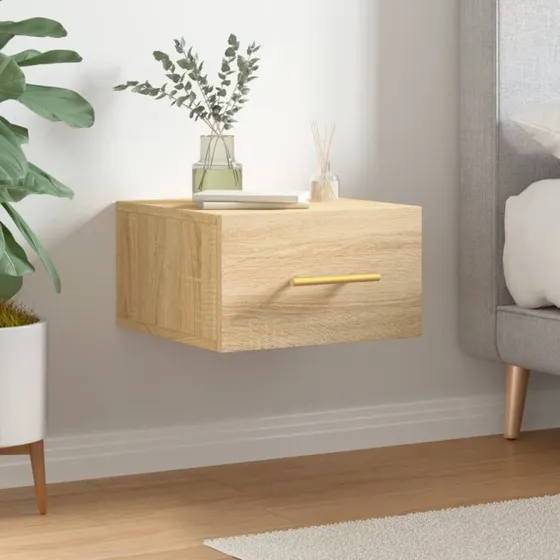 vidaXL væghængt sengebord 35x35x20 cm Sonoma-eg