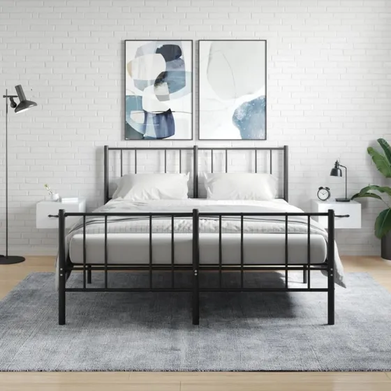 vidaXL væghængte sengeborde 2 stk. 50x36x25 cm hvid højglans