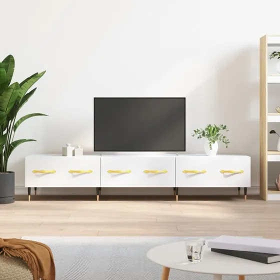 vidaXL TV-bord 150x36x30 cm hvid højglans (konstrueret træ)