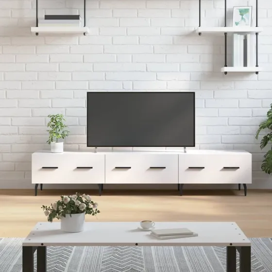 vidaXL TV-bord 150x36x30 cm hvid højglans
