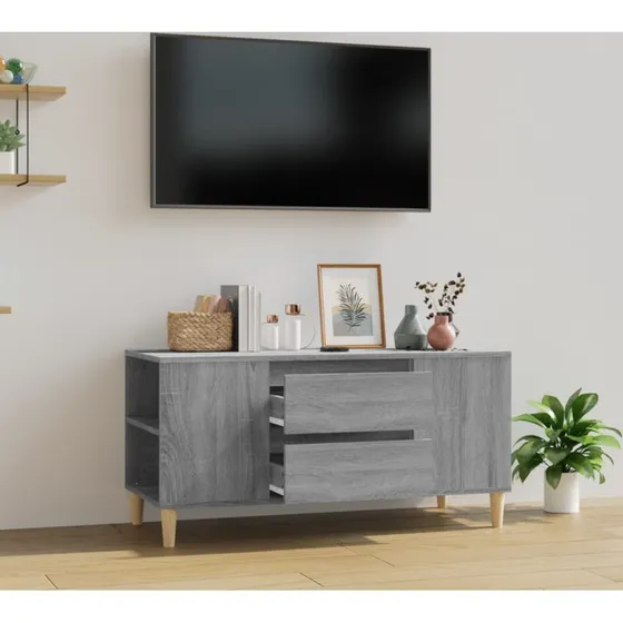 vidaXL tv-bord 102x44,5x50 cm konstrueret træ grå sonoma-eg