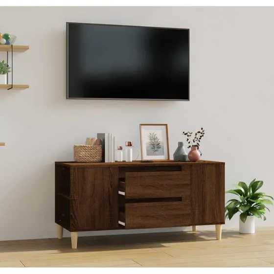 vidaXL tv-bord 102x44,5x50 cm konstrueret træ, brun egetræsfarve