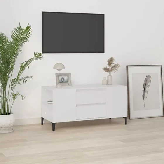 vidaXL TV-bord 102x44,5x50 cm konstrueret træ hvid