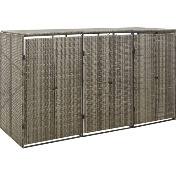 vidaXL tredobbelt skraldespandsskjuler 207x80x117 cm polyrattan grå