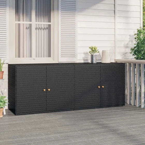 vidaXL opbevaringsskab polyrattan 198x55,5x80 cm - sort