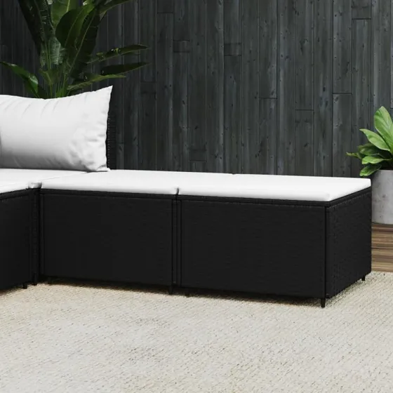 vidaXL fodskamler til have 2 stk. med hynder polyrattan sort