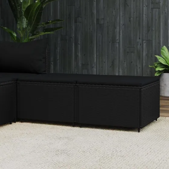 vidaXL fodskamler til have 2 stk. med hynder, polyrattan sort