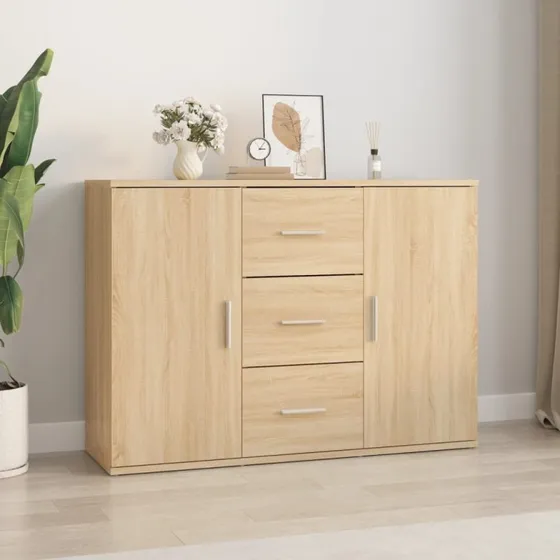 vidaXL skænk 91x29,5x65 cm konstrueret træ Sonoma-eg