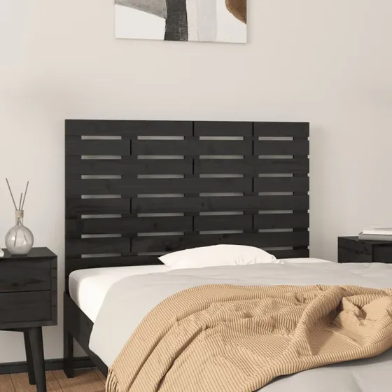 vidaXL sengegavl i massivt fyrretræ 96x3x63 cm, sort