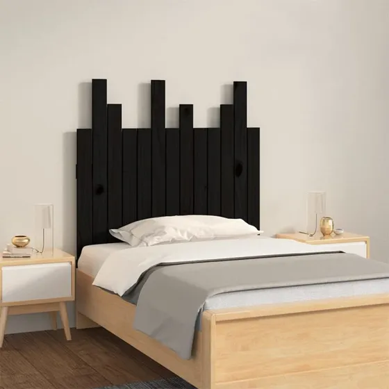 vidaXL sengegavl i massivt fyrretræ 82,5x3x80 cm, sort