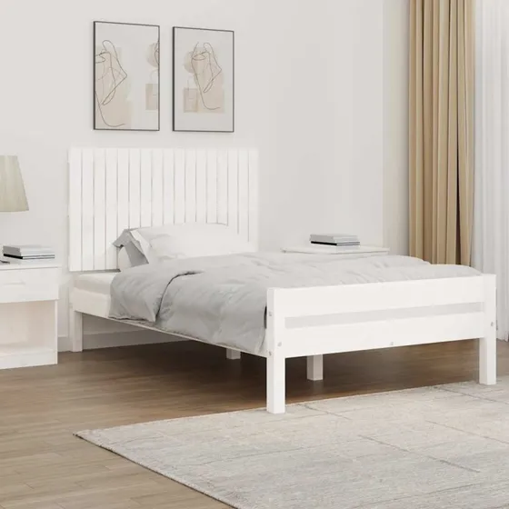 vidaXL sengegavl 108x3x60 cm massivt fyrretræ hvid